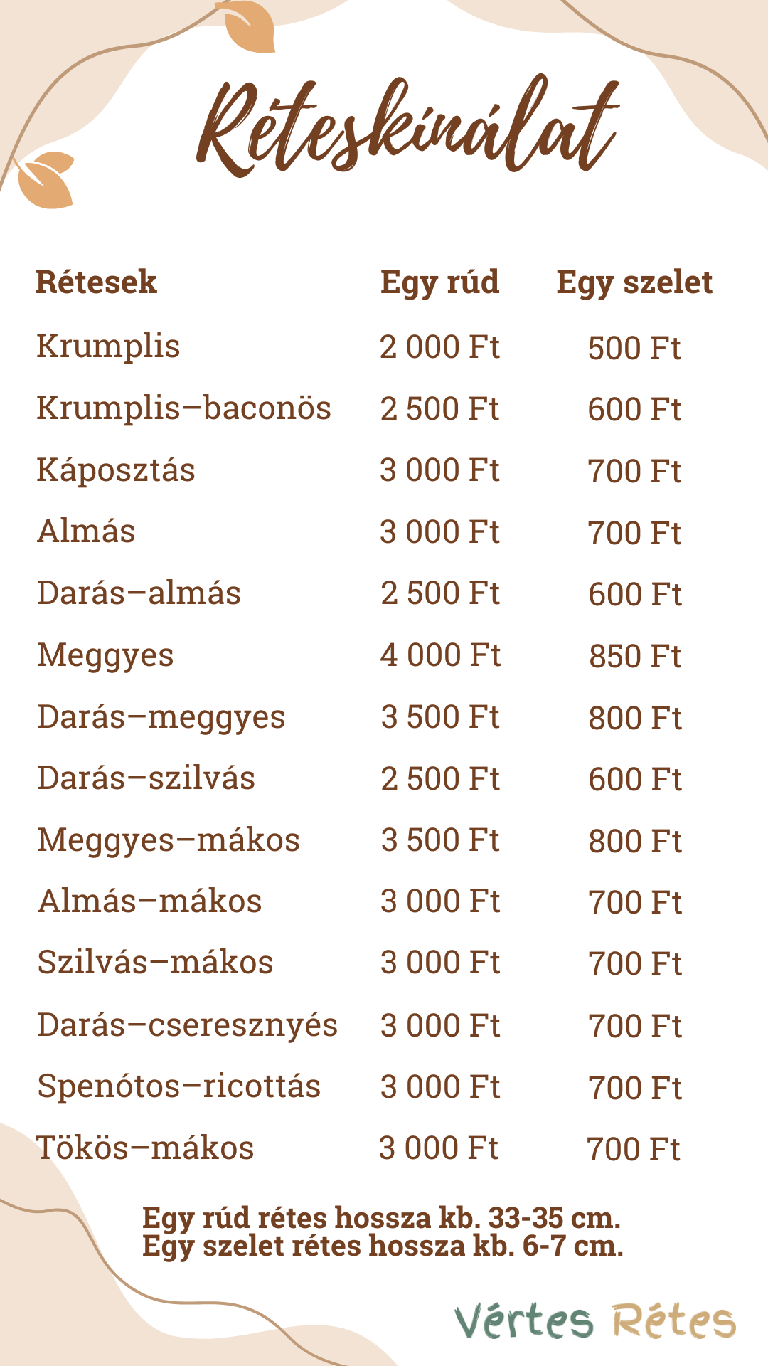 Vértes Rétes | Kézzel készült húzott rétesek Mórról